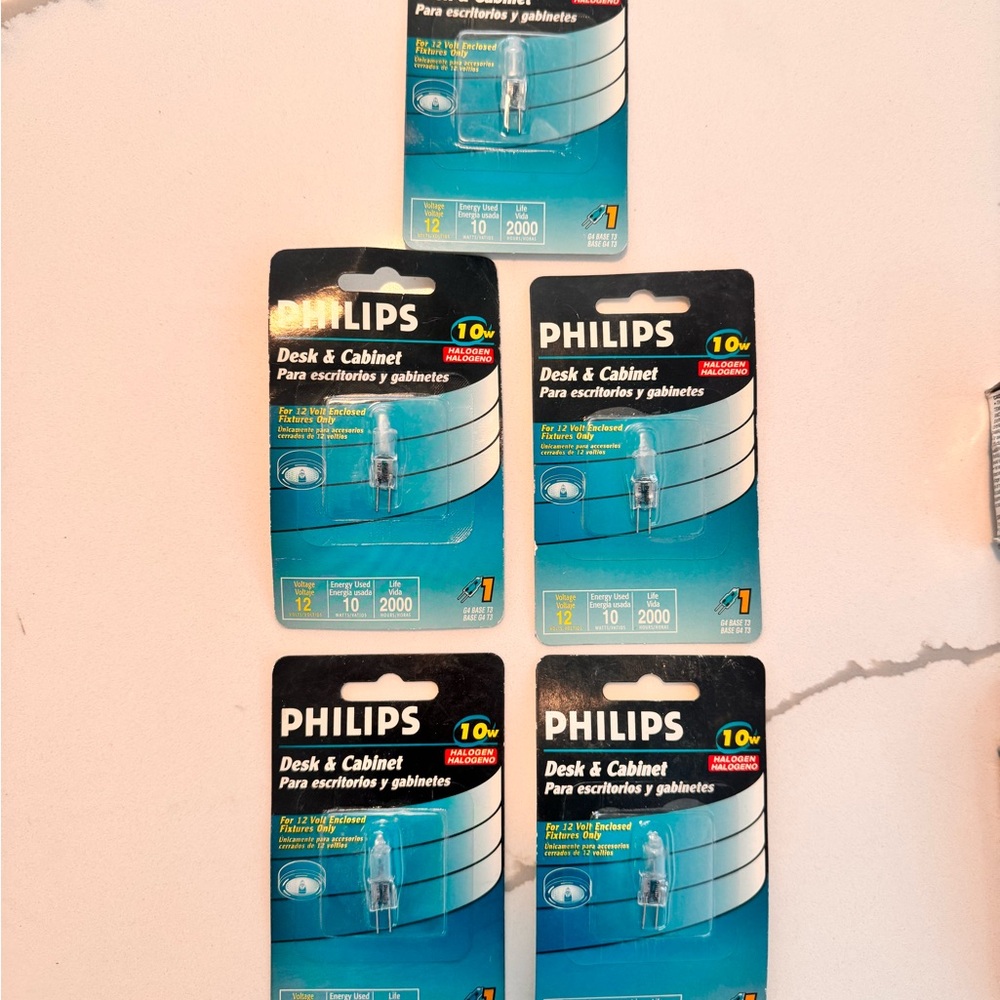 5 Philips 10w halogen bulbs Desk & Cabinet Light Bulbs
